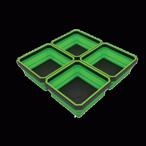 Collapsible Magnetic Parts Quad Tray - Green