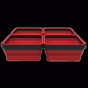 Collapsible Magnetic Parts Quad Tray - Red