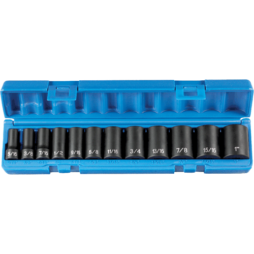 12 Pc. 3/8 Dr. Semi-Deep Impact Socket Set, 12 Pt.