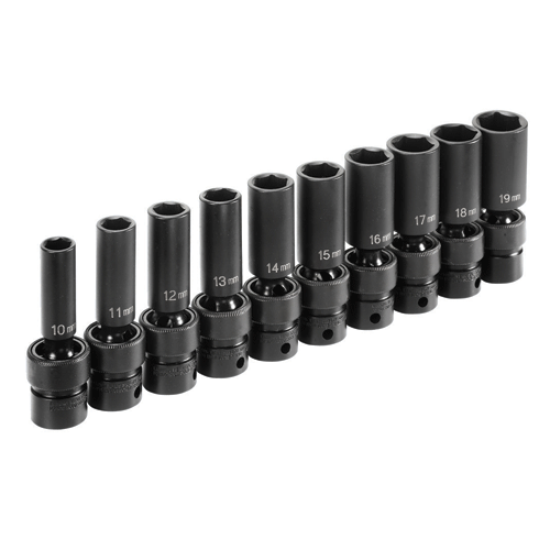 10 Pc. 3/8' Drive Deep Length Metric Universal Set