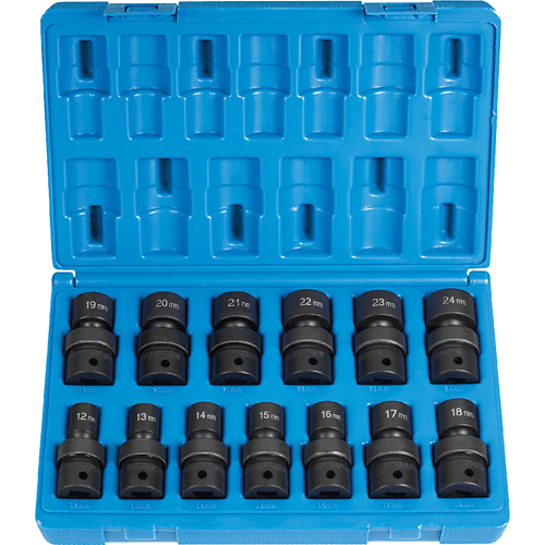 13 Pc. 1/2 Drive Standard Length Metric Universal Set