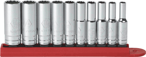 10 Pc. 1/4 Drive 12 Pt. Deep SAE Socket Set