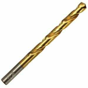 Titanium Nitride Coated High Speed Steel Fractional Straight Shank Jobber Length Drill Bit, 13/32"