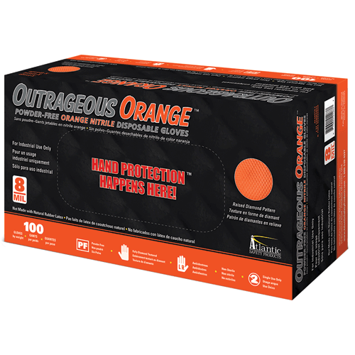 Outrageous Orange Powder-Free Orange Nitrile Gloves, XX-Large