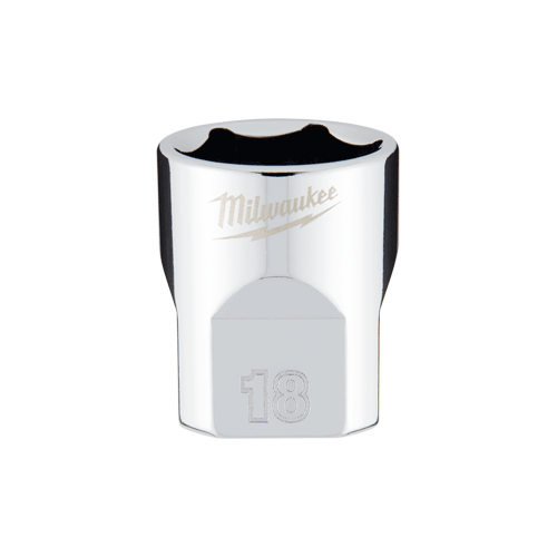 3/8 Dr. Metric 6-Point Standard Socket with FOUR FLAT TM Sides, 18mm