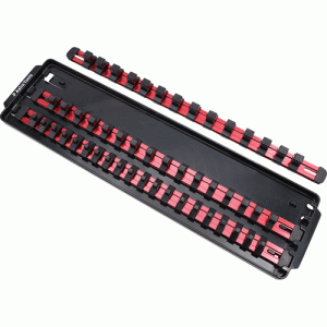 50 Pc. Aluminum Rail Socket Organizer Tray, Red