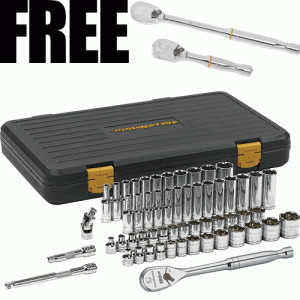 56 Pc. 3/8Drive 6 Point 120XP Standard & Deep SAE/Metric Mechanics Tool Set