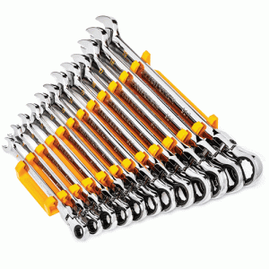 12 Pc. 90-Tooth 12 Point Flex Head Ratcheting Combination Metric Wrench Set